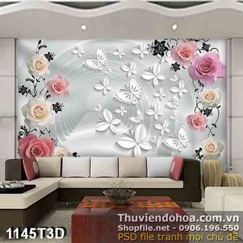 Tranh 3D hoa trang trí nội thất