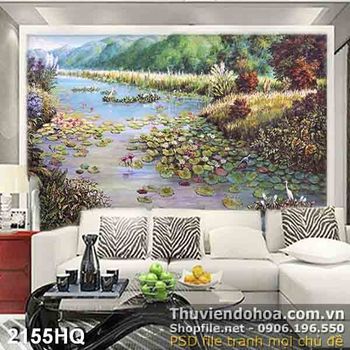 Tranh hoa sen sơn dầu độc đáo