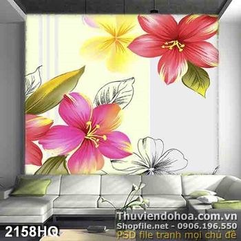 Tranh hoa dán tường nghệ thuật
