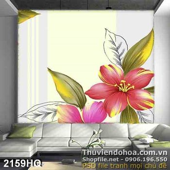Tranh hoa lá dán tường phòng ngủ