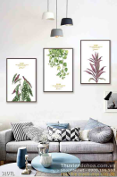 Tranh lụa 3D lá cây trang trí