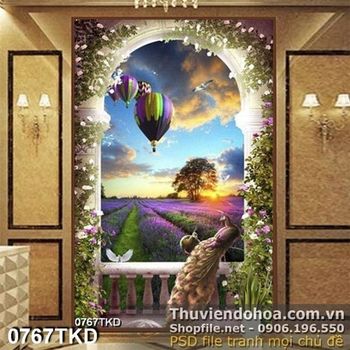 Tranh cánh đồng hoa oải hương