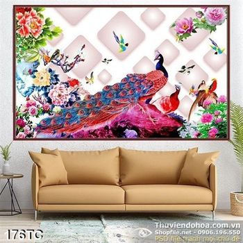 Tranh chim công nghệ thuật 3d in uv file psd