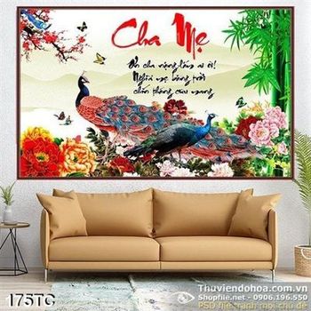 Tranh chim công cha mẹ báo hiếu psd