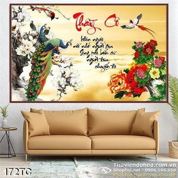 Tranh chim công thầy cô ý nghĩa 3d