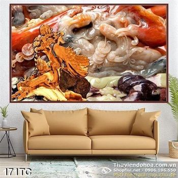 Tranh chim công điều khắc gỗ ấn tượng in uv