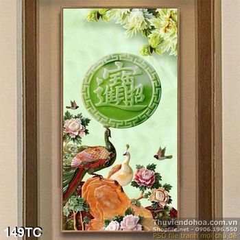 Tranh chim công giả ngọc 3d