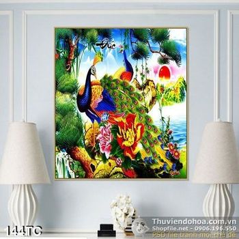 Tranh chim công sơn thủy hữu tình 3d wall