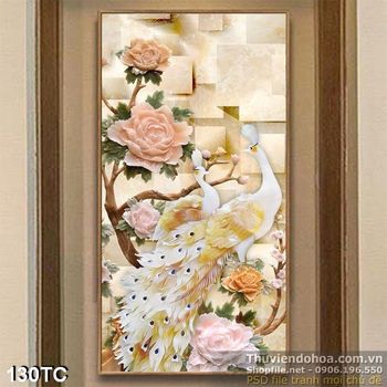 Tranh chim công 3d giả ngọc đẹp