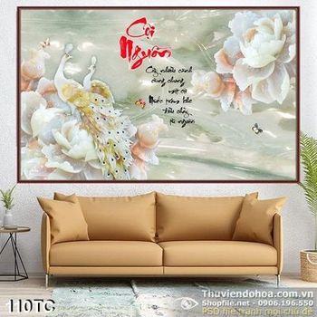 Tranh chim công cội nguồn giả ngọc 3d