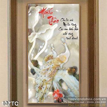 Tranh chim công 3d giả ngọc hiếu thảo