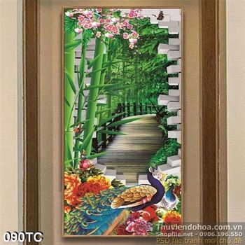 Tranh chim công và con đường mòn 3d