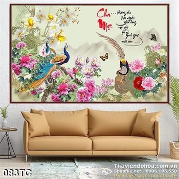 Tranh chim công và chú chim nhảy nhót 3d đẹp