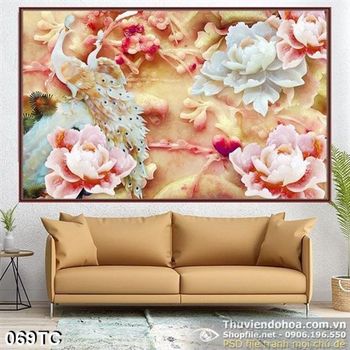 Tranh chim công giả ngọc wall đẹp