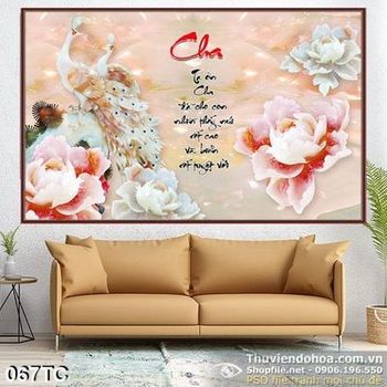 Tranh chim công và chim hạc giả ngọc 3d đẹp