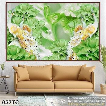 Tranh chim công giả ngọc màu xanh đẹp