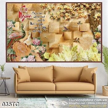 Tranh chim công cội nguồn 3d giả ngọc đẹp