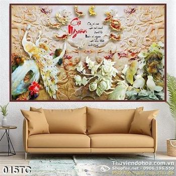 Tranh chim công cội nguộc giả ngọc và cá chép quần hội