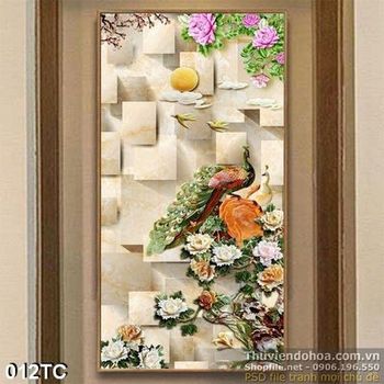 Tranh chim công 3d giả ngọc đẹp