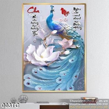Tranh chim công phù điều nghệ thuật 3d