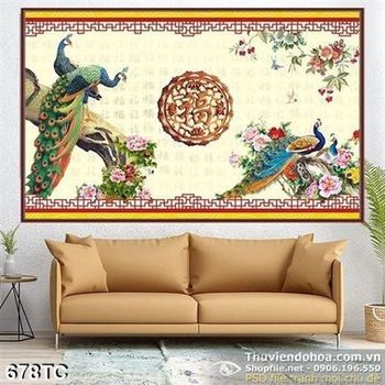 Tranh chim công và khung tranh đẹp