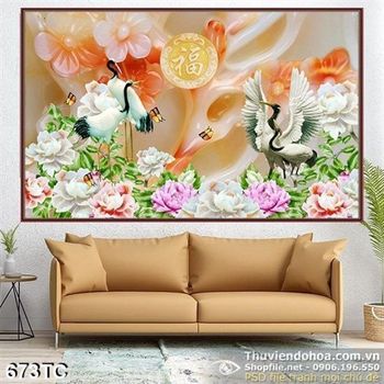 Tranh chim công 3d hoa mãu đơn in uv