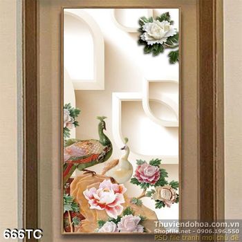 Tranh chim công 3d giả ngọc độc đáo