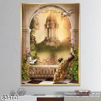 Tranh chim công 3d nghệ thuật đẹp ấn tượng