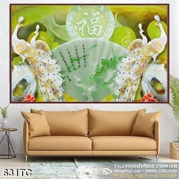 Tranh chim công giả ngọc và cái quạt