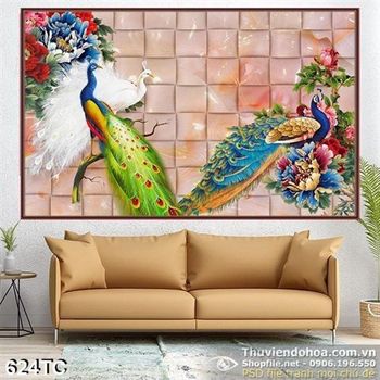 Tranh chim công 3d đẹp