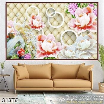 Tranh chim công wall 3d giả ngọc