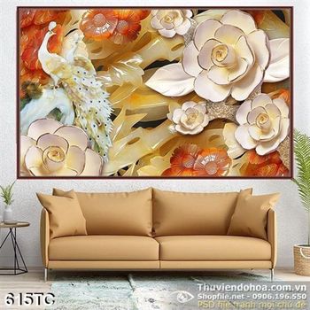 Tranh chim công 3d giả ngọc