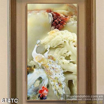 Tranh chim công giả ngọc 3d in uv đẹp