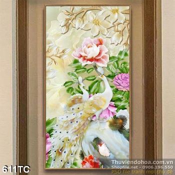 Tranh chim công giả ngọc 3d đẹp psd