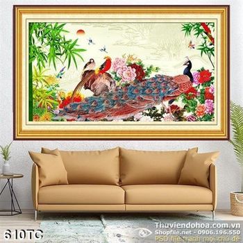 Tranh chim công và cây tre