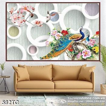 Tranh chim công 3d in uv