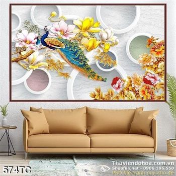 Tranh chim công 3d đẹp in uv