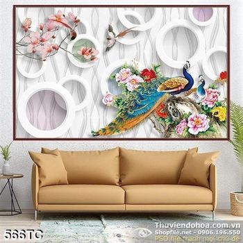 Tranh chim công 3d nhảy múa