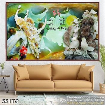 Tranh chim công tài lộc đẹp