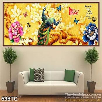 Tranh chim công nhẫn psd