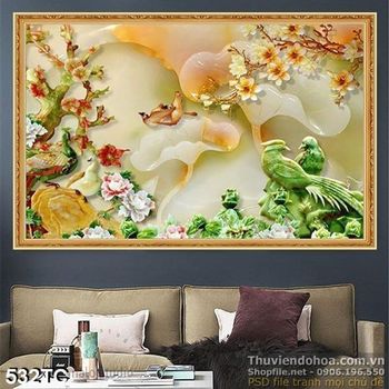 Tranh chim công giả ngọc đẹp ấn tượng in uv