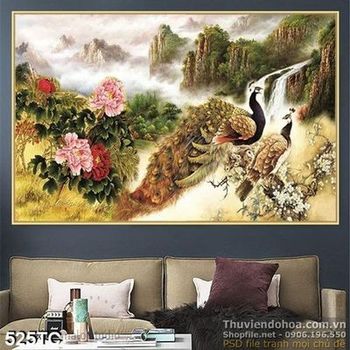 Tranh chim công phong thủy ấn tượng đẹp