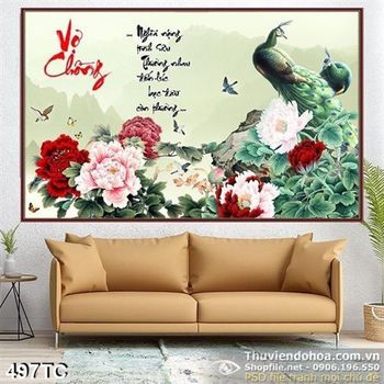 Tranh chim công vợ chồng 3d in uv