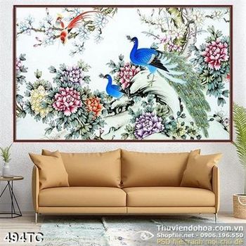 Tranh chim công vẽ nghệ thuật ấn tượng 3d