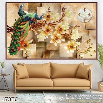 Tranh chim công 3d đẹp ấn tượng wall 3d psd