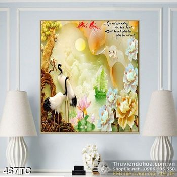 Tranh chim hạc phú quý giả ngọc