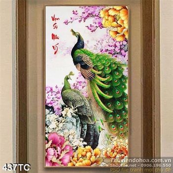 Tranh chim công vạn sự như ý