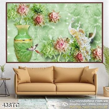 Tranh chim công bình hoa giả ngọc