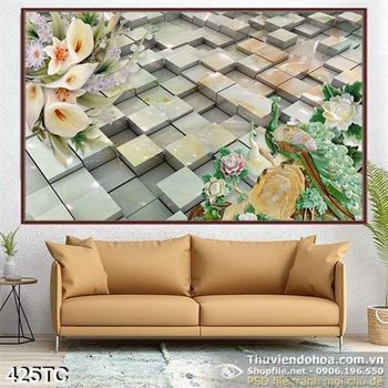 Tranh chim công 3d đẹp wall