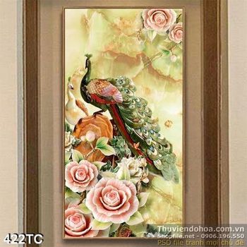 Tranh chim công giả ngọc 3d ấn tượng đẹp